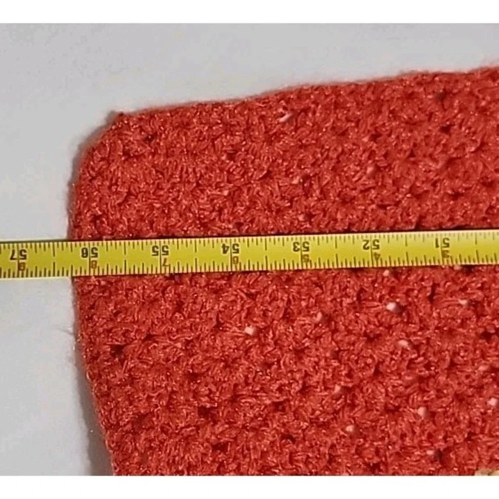 Large Handmade Crocheted Afghan, Orange Yellow Brown Green Stripes, 56‎ X 72